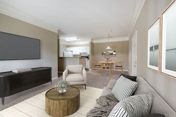 Spacious Living Area with Carpet